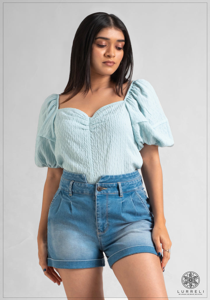 Balloon Sleeve Ruched Detail Top