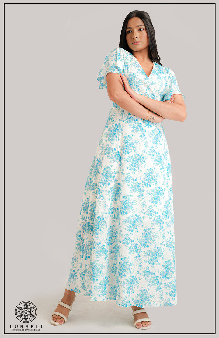 Leaf printed midi Dress