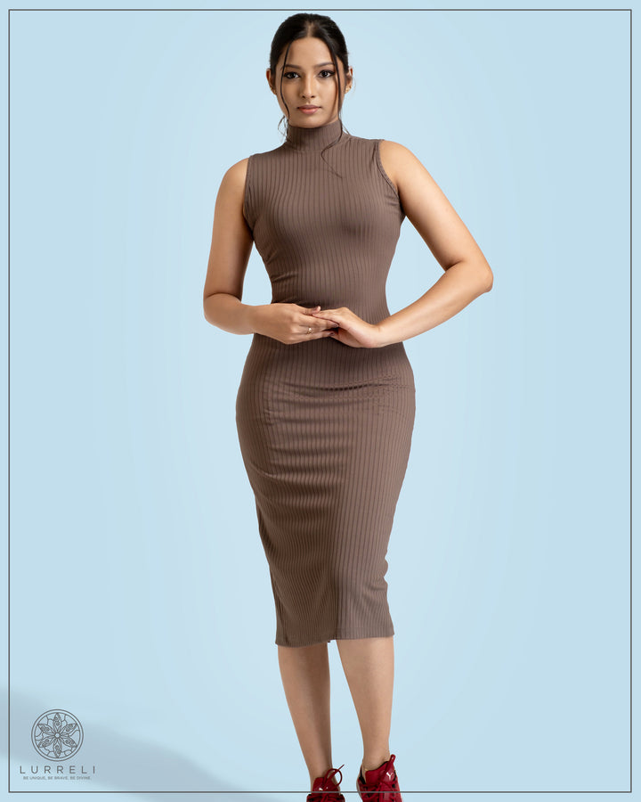 High Neck Rib Dress