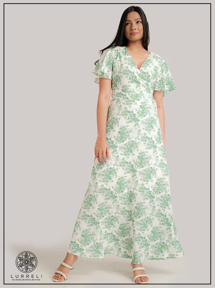 Leaf printed midi Dress