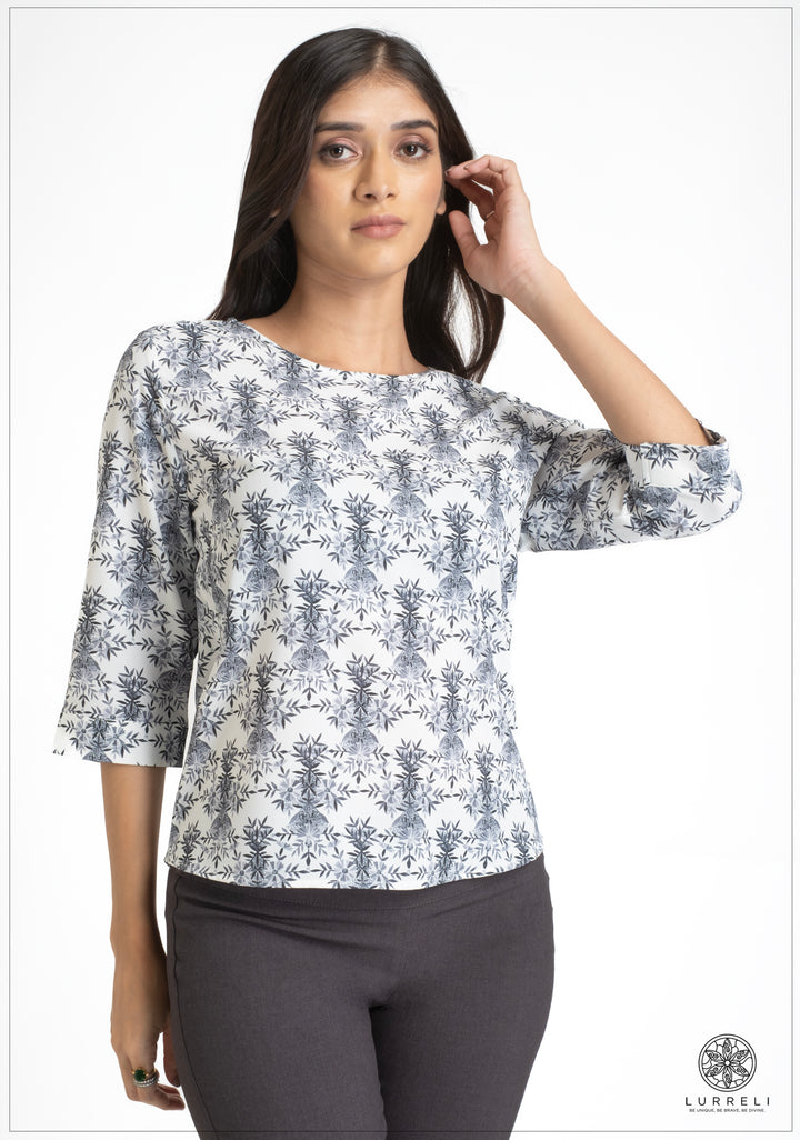 Round Neck three Quarter Sleeve Tops