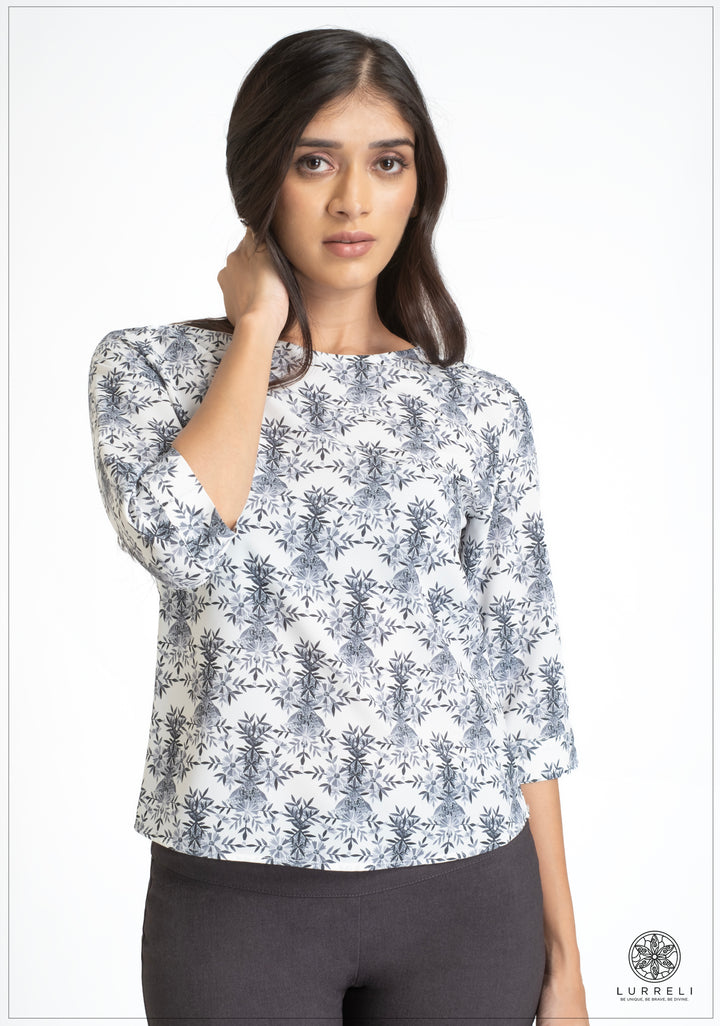 Round Neck three Quarter Sleeve Tops