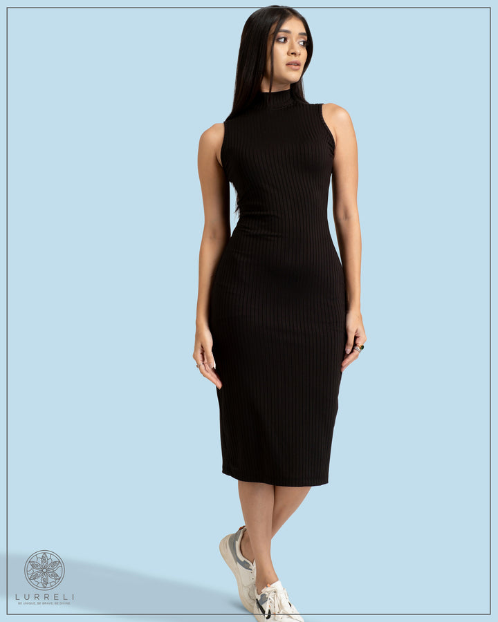 High Neck Rib Dress