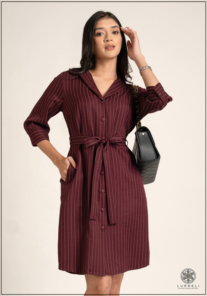 Belt-Detail Printed Dress