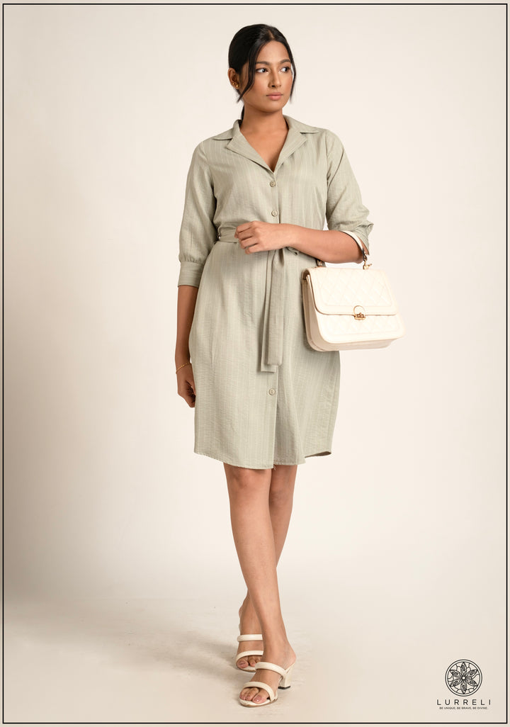 Belt-Detail Printed Dress