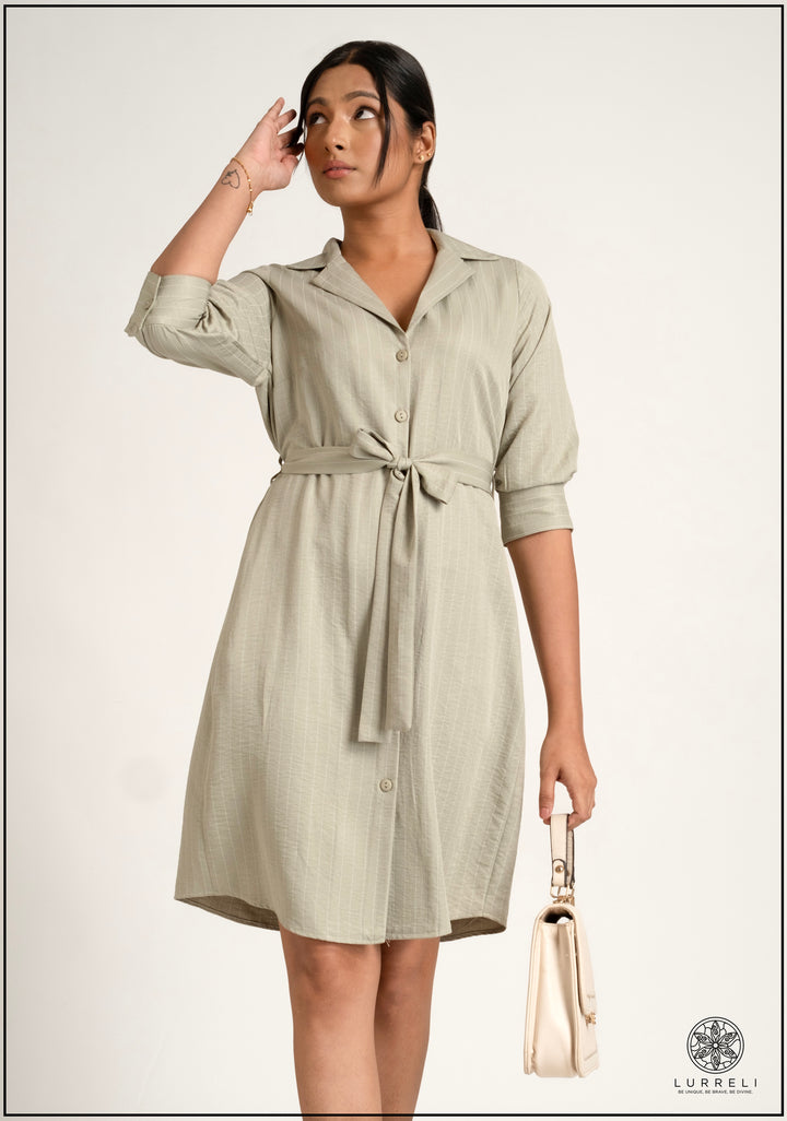 Belt-Detail Printed Dress