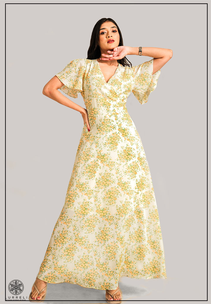 Leaf printed midi Dress