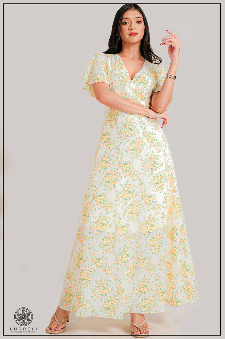 Leaf printed midi Dress