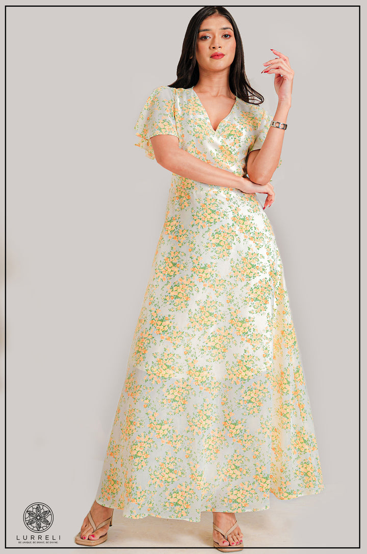 Leaf printed midi Dress