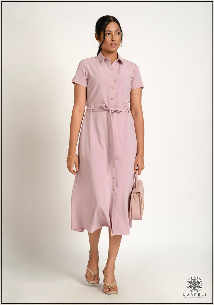 Belt-Detail Solid Dress