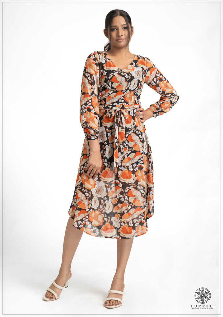 Asymmetrical hem printed Dress