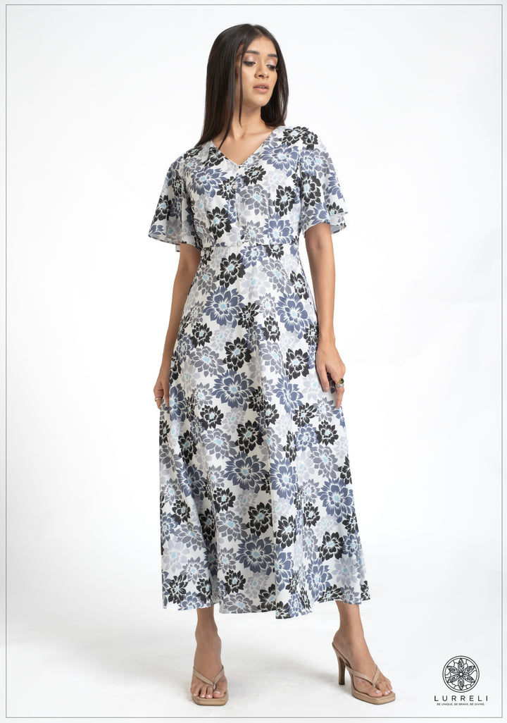 Leaf printed midi Dress