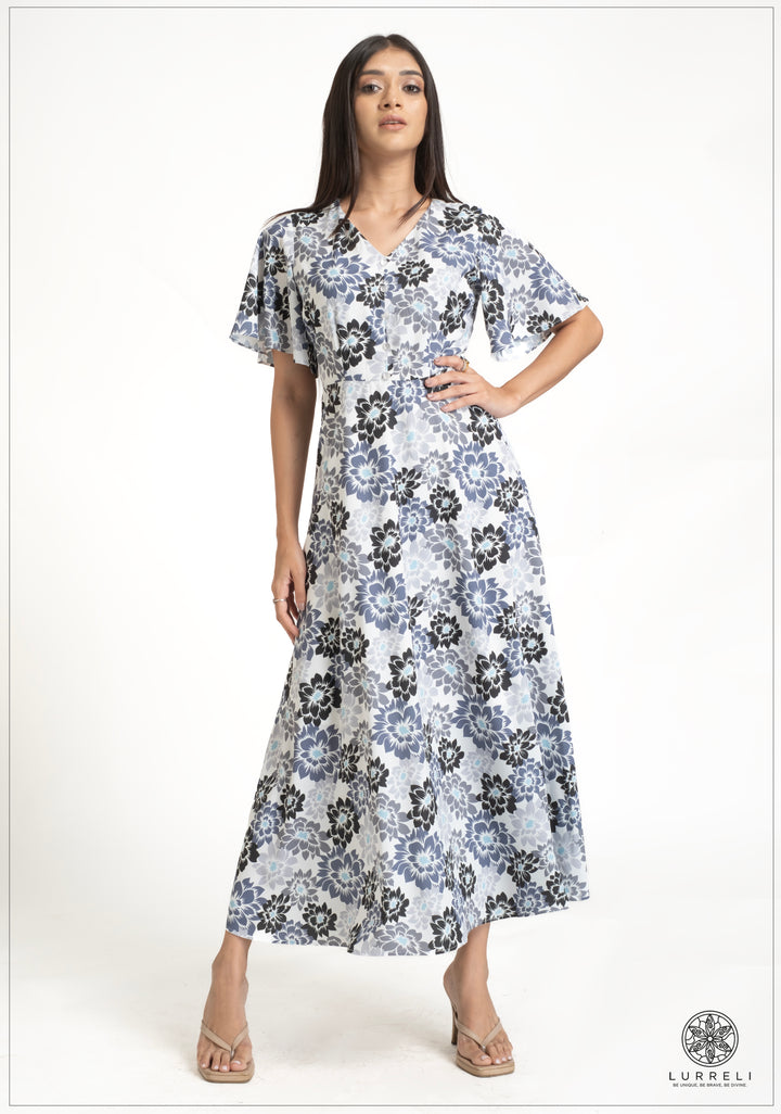 Leaf printed midi Dress
