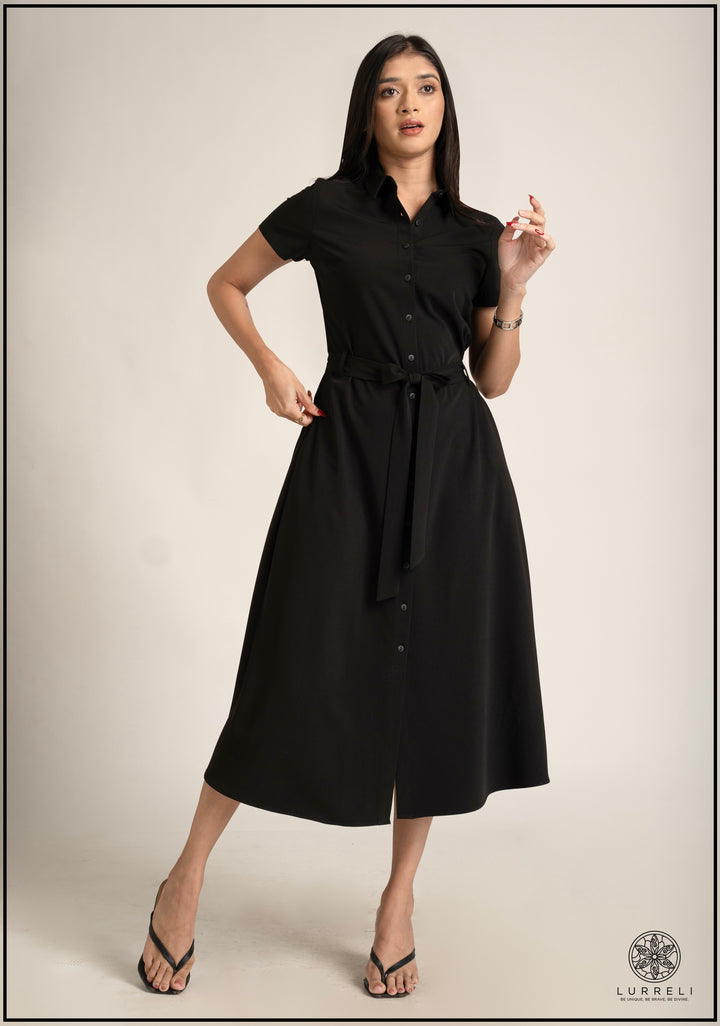 Belt-Detail Solid Dress