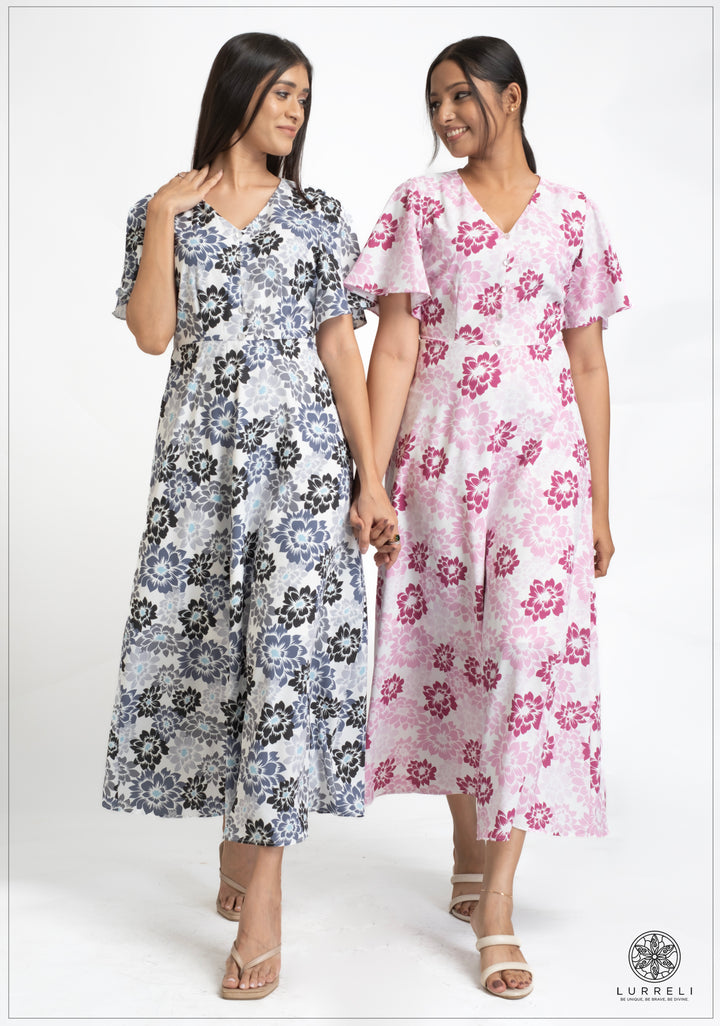 Leaf printed midi Dress