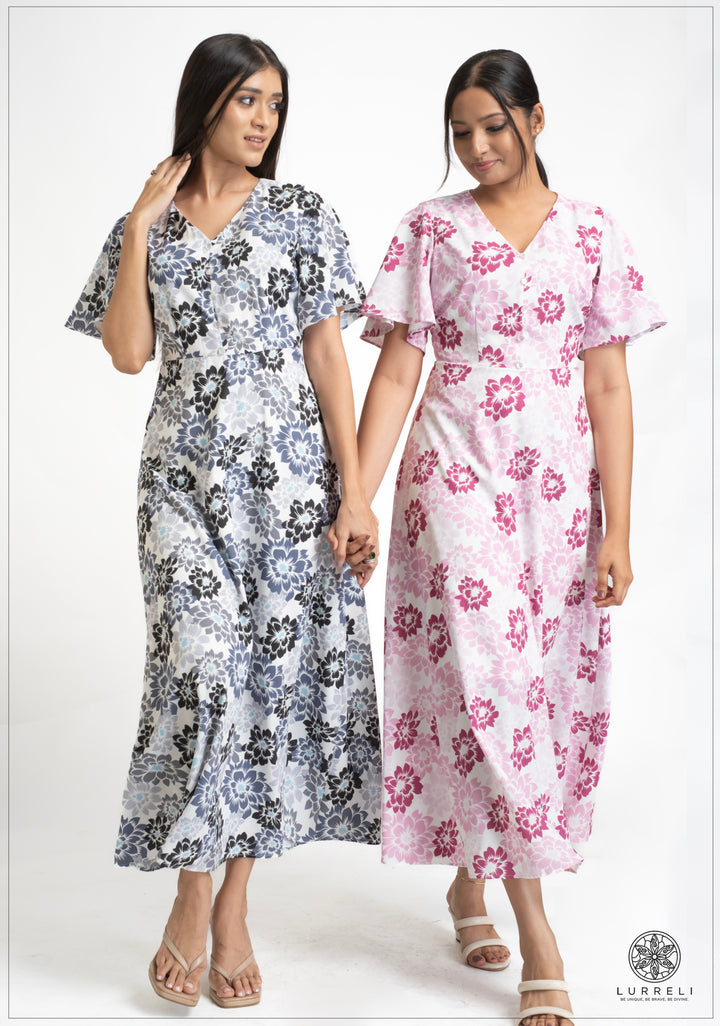 Leaf printed midi Dress