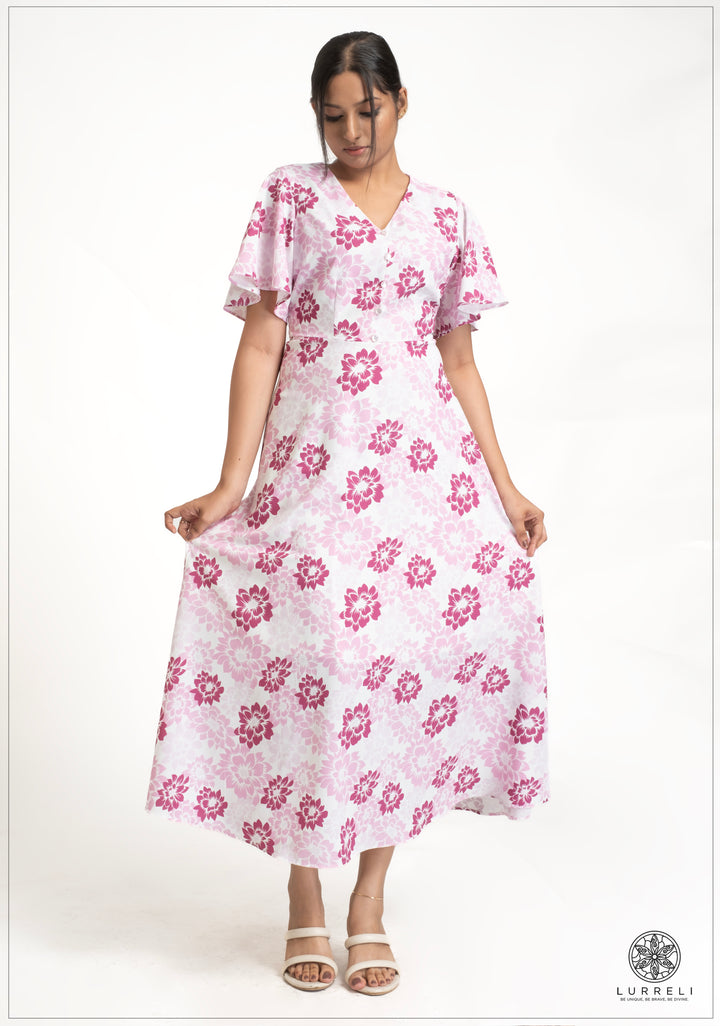 Leaf printed midi Dress