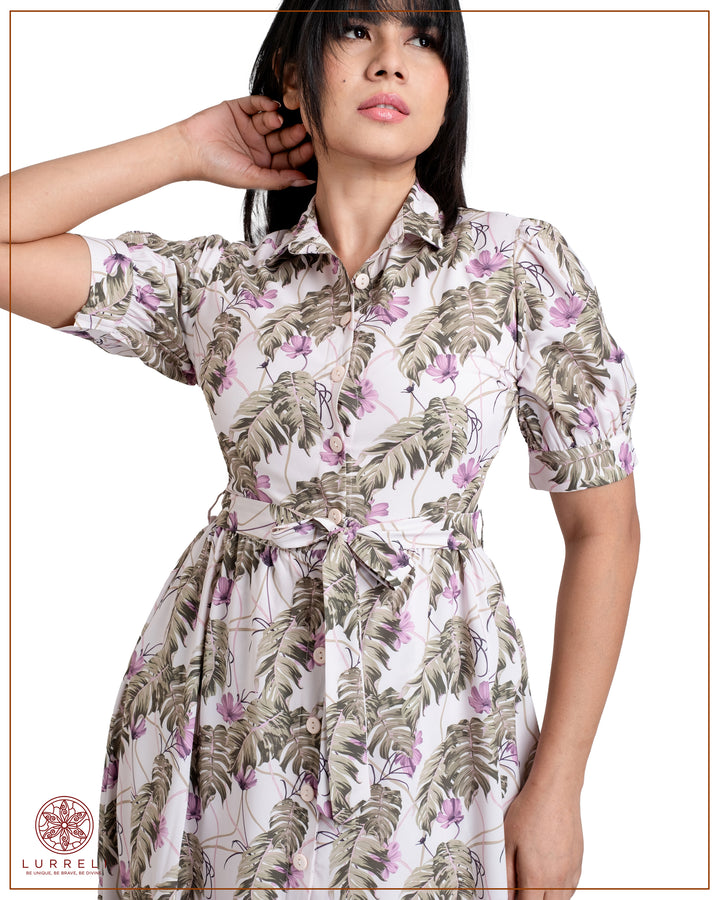 Floral Printed Button-Down Detail Maxi Dress