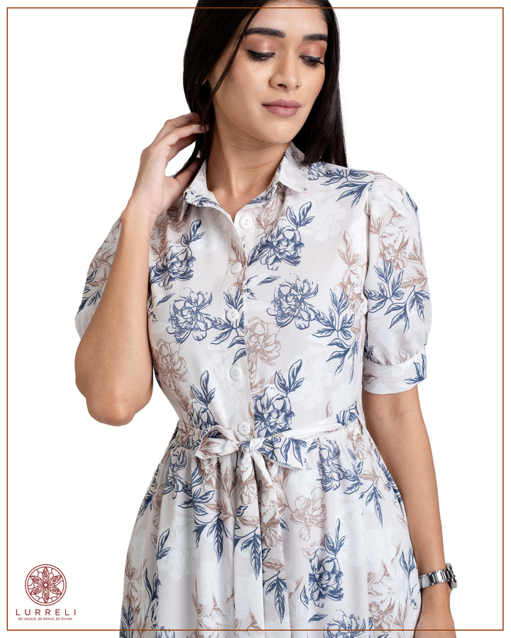 Floral Printed Button-Down Detail Maxi Dress