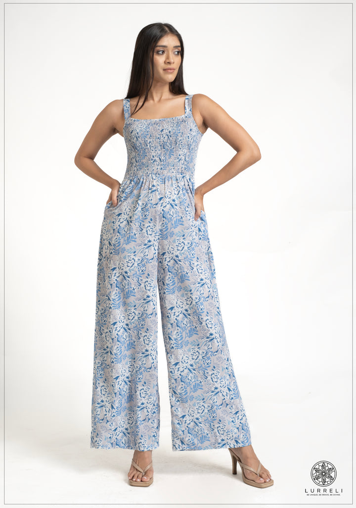 Floral printed Smoking Detail Jump suit