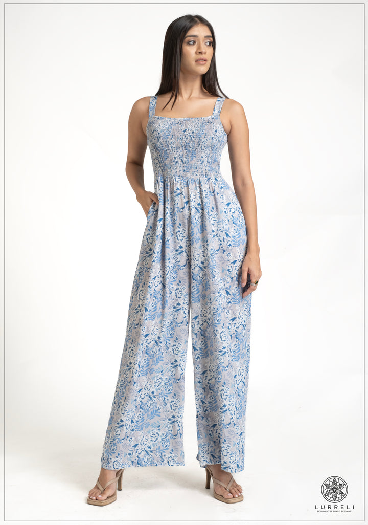 Floral printed Smoking Detail Jump suit