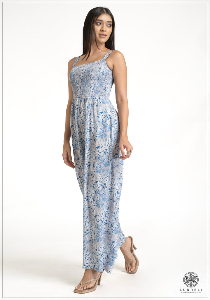 Floral printed Smoking Detail Jump suit