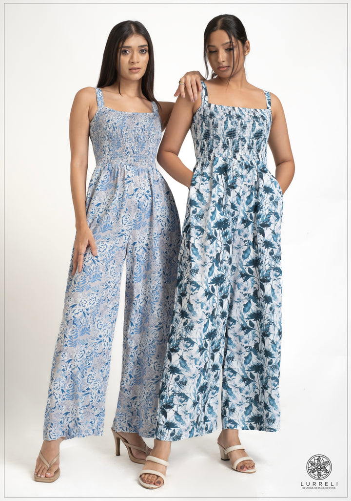 Floral printed Smoking Detail Jump suit