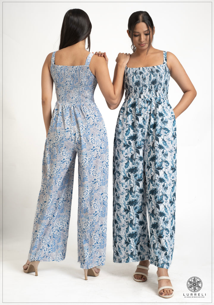 Floral printed Smoking Detail Jump suit