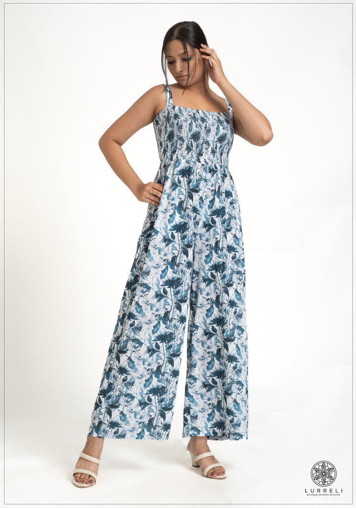 Floral printed Smoking Detail Jump suit