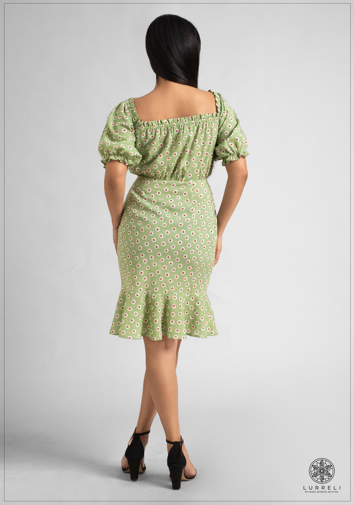 Off-Shoulder Fishtail Hem Dress