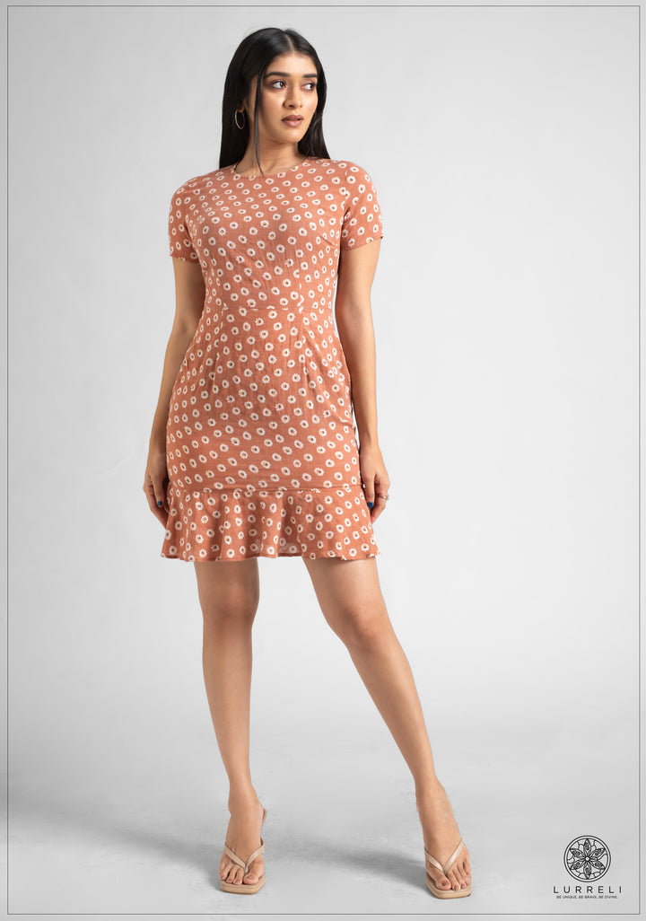 Printed Frill Hem Mini Dress