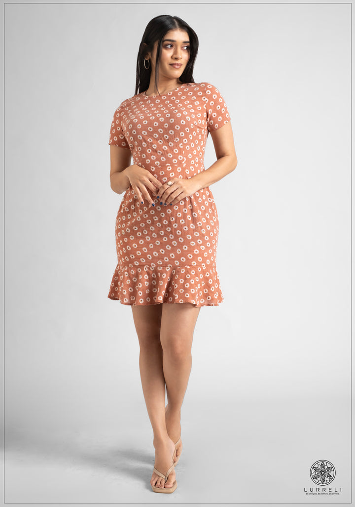 Printed Frill Hem Mini Dress