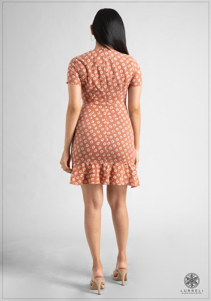 Printed Frill Hem Mini Dress