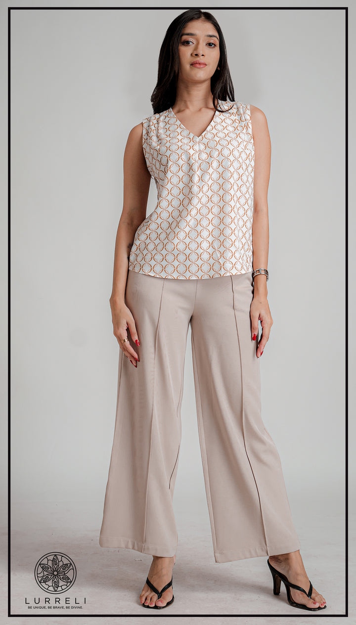 V Neck Shoulder Detail Top