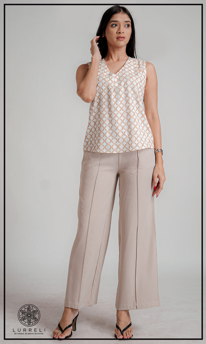 V Neck Shoulder Detail Top