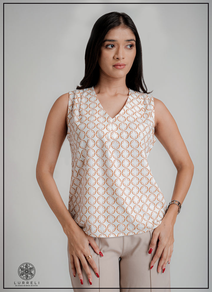 V Neck Shoulder Detail Top