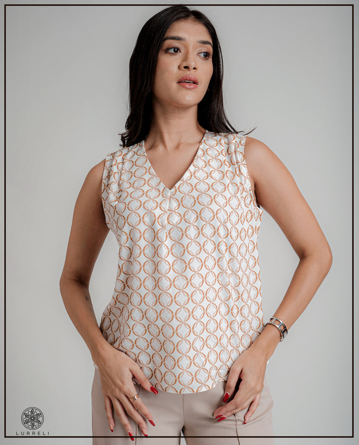 V Neck Shoulder Detail Top