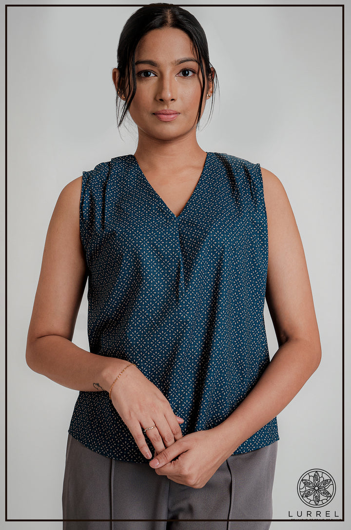 V Neck Shoulder Detail Top