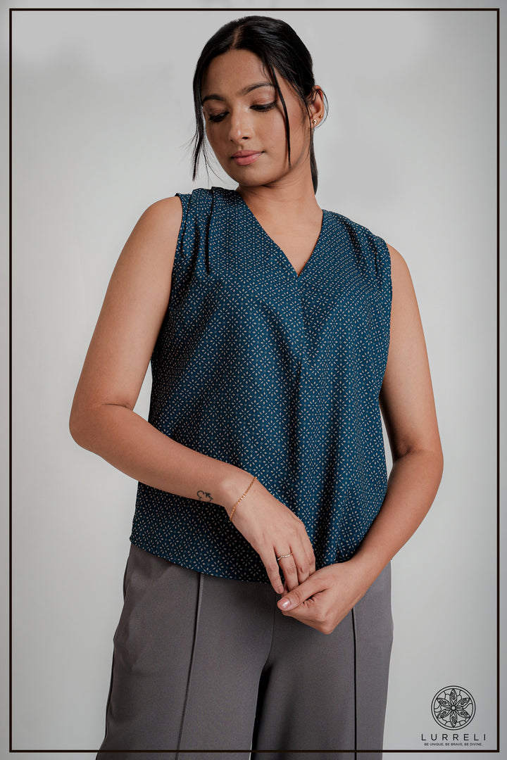 V Neck Shoulder Detail Top