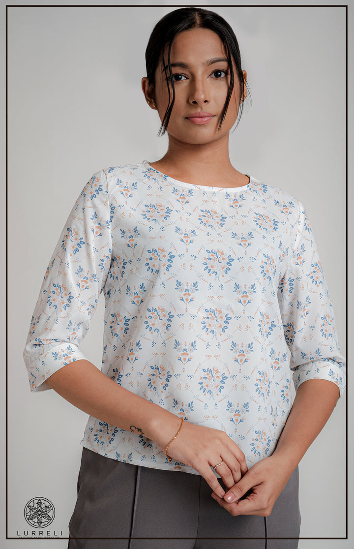 Round Neck three Quarter Sleeve Tops