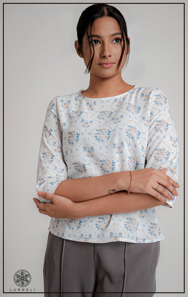 Round Neck three Quarter Sleeve Tops