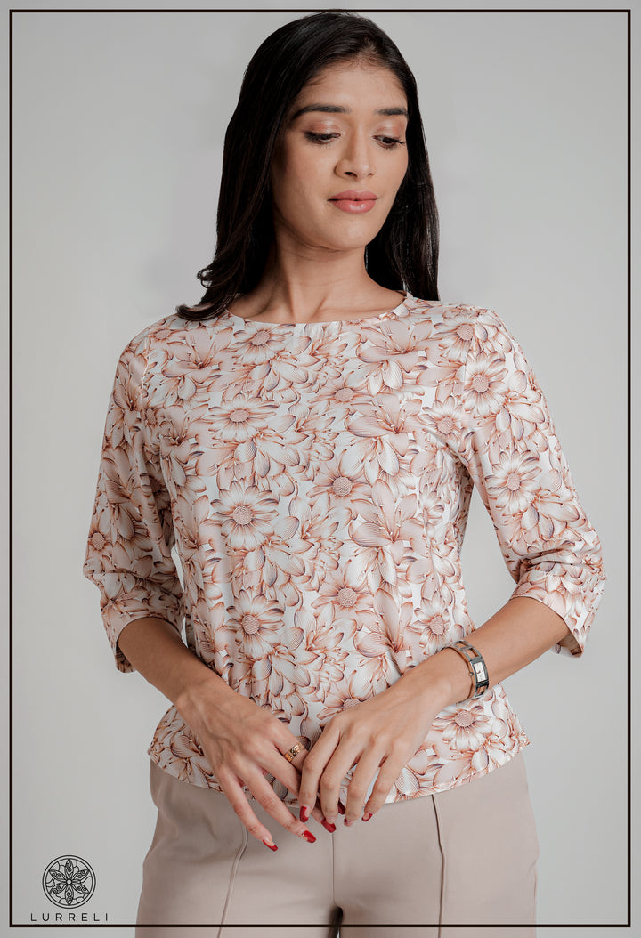 Round Neck three Quarter Sleeve Tops