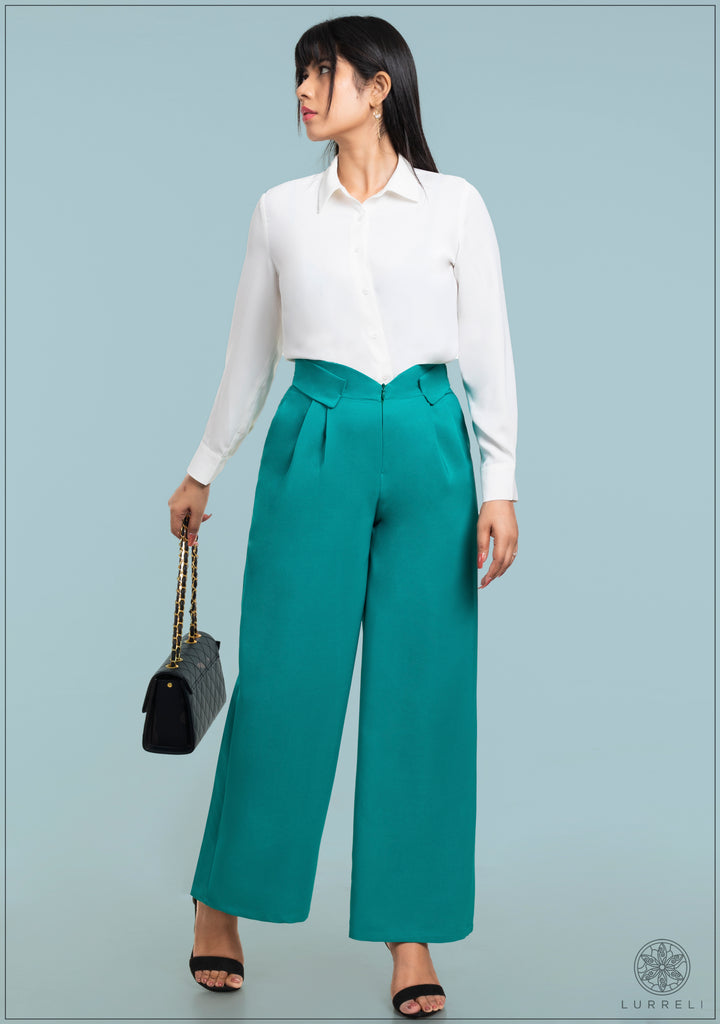 Waist Cut Out Detail Wide Leg Pant