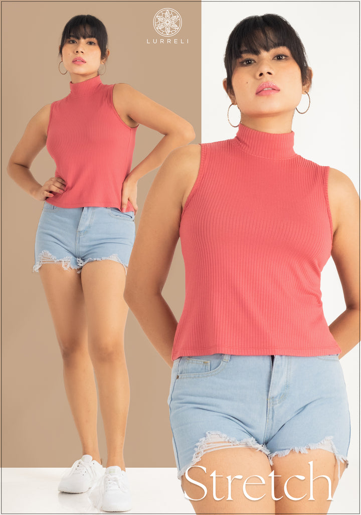 High Neck Sleeveless Crop Top