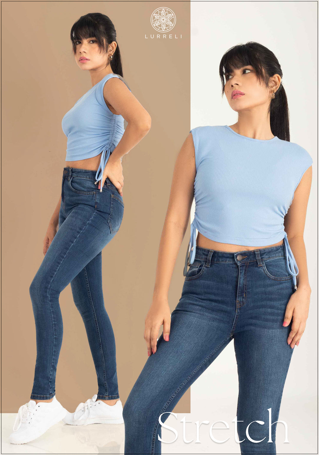 Drawstring Detail Rib Crop Top