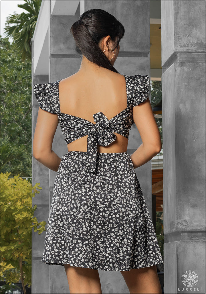 Back Tie Up Detail Smoking Dress