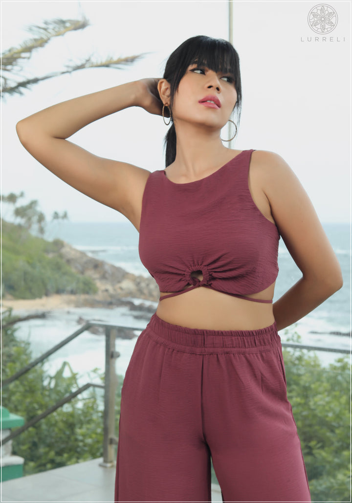 Solid Cut Out Tie Back Crop Top