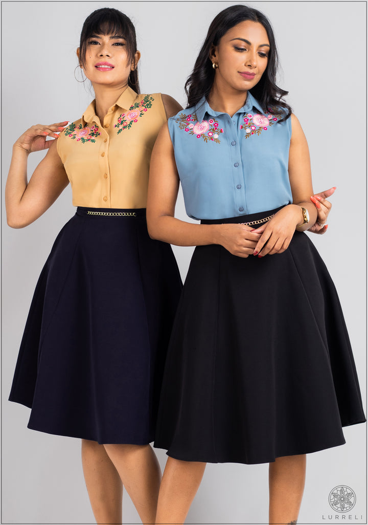 Flared Skirt with Chain Detail