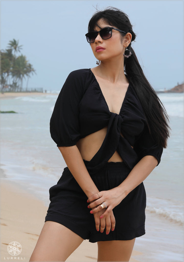 Front Knot Plunge Crop Top