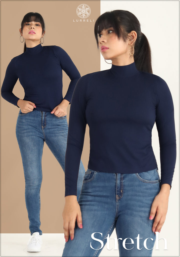 High Neck Long Sleeve Crop Top